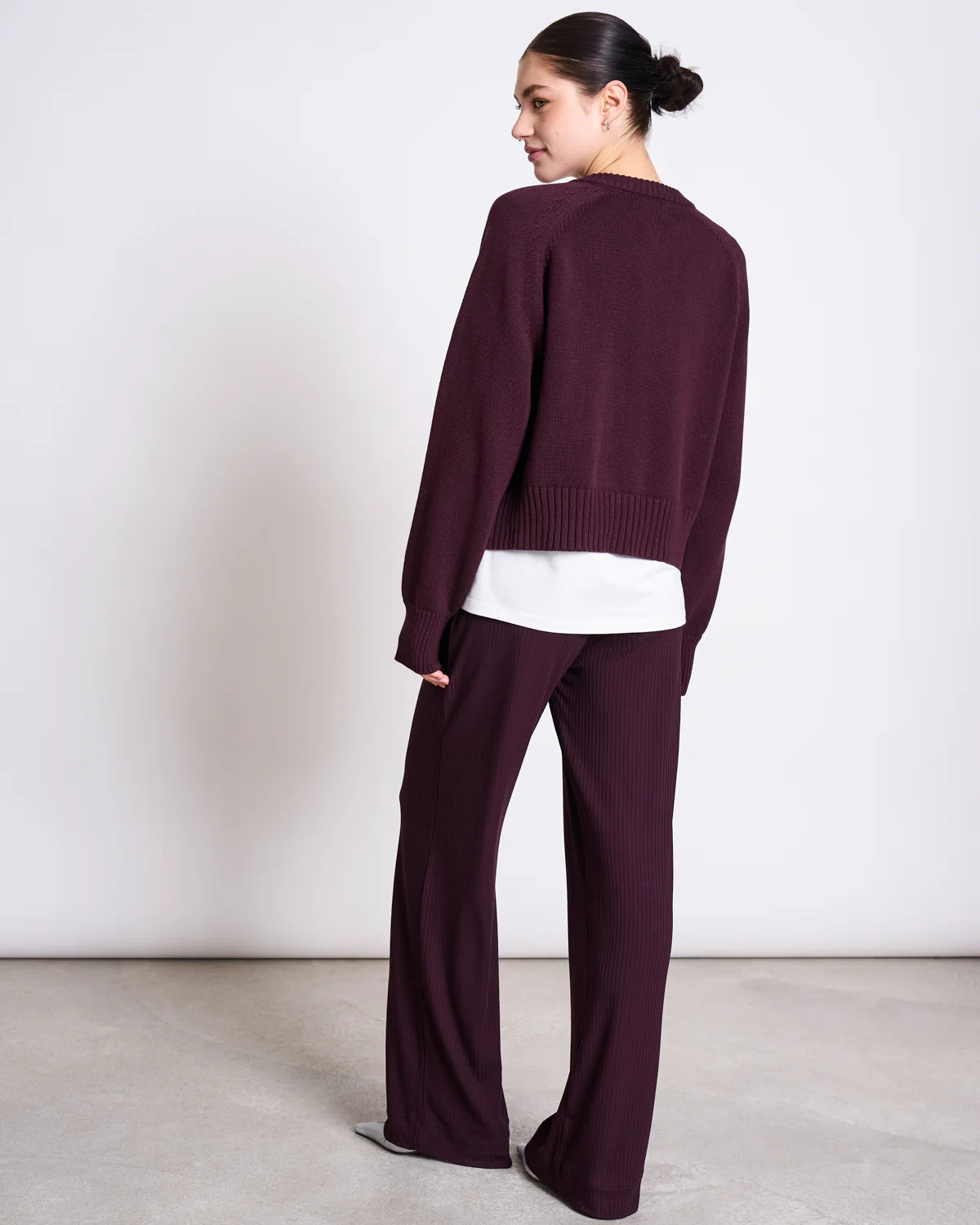 RELAXED CREWNECK CARDIGAN SIVIA | CHERRY LACQUER
