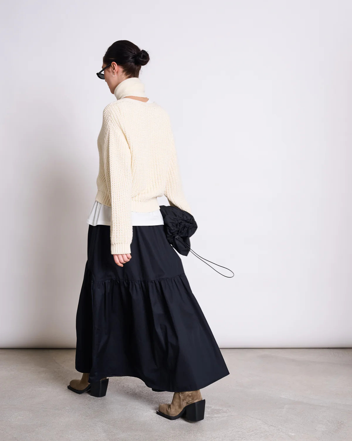 TIERED MAXI SKIRT ALCA | BLACK