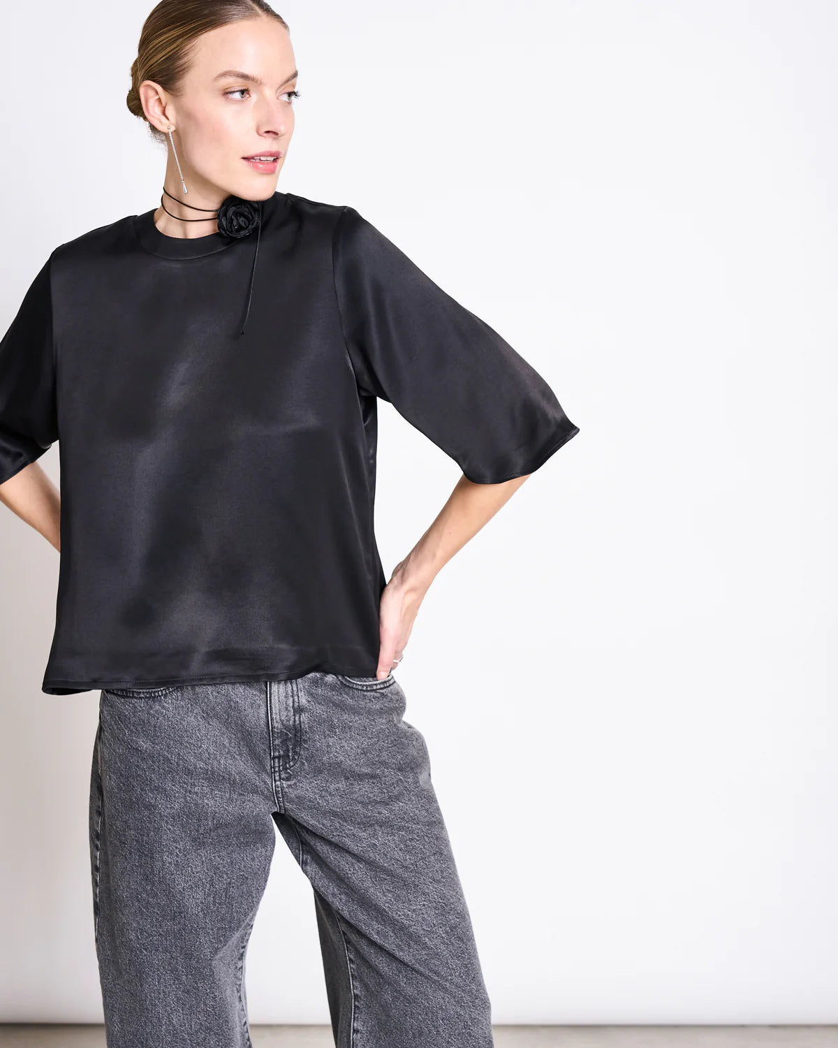 SILKY SHIRT NAMORA | BLACK
