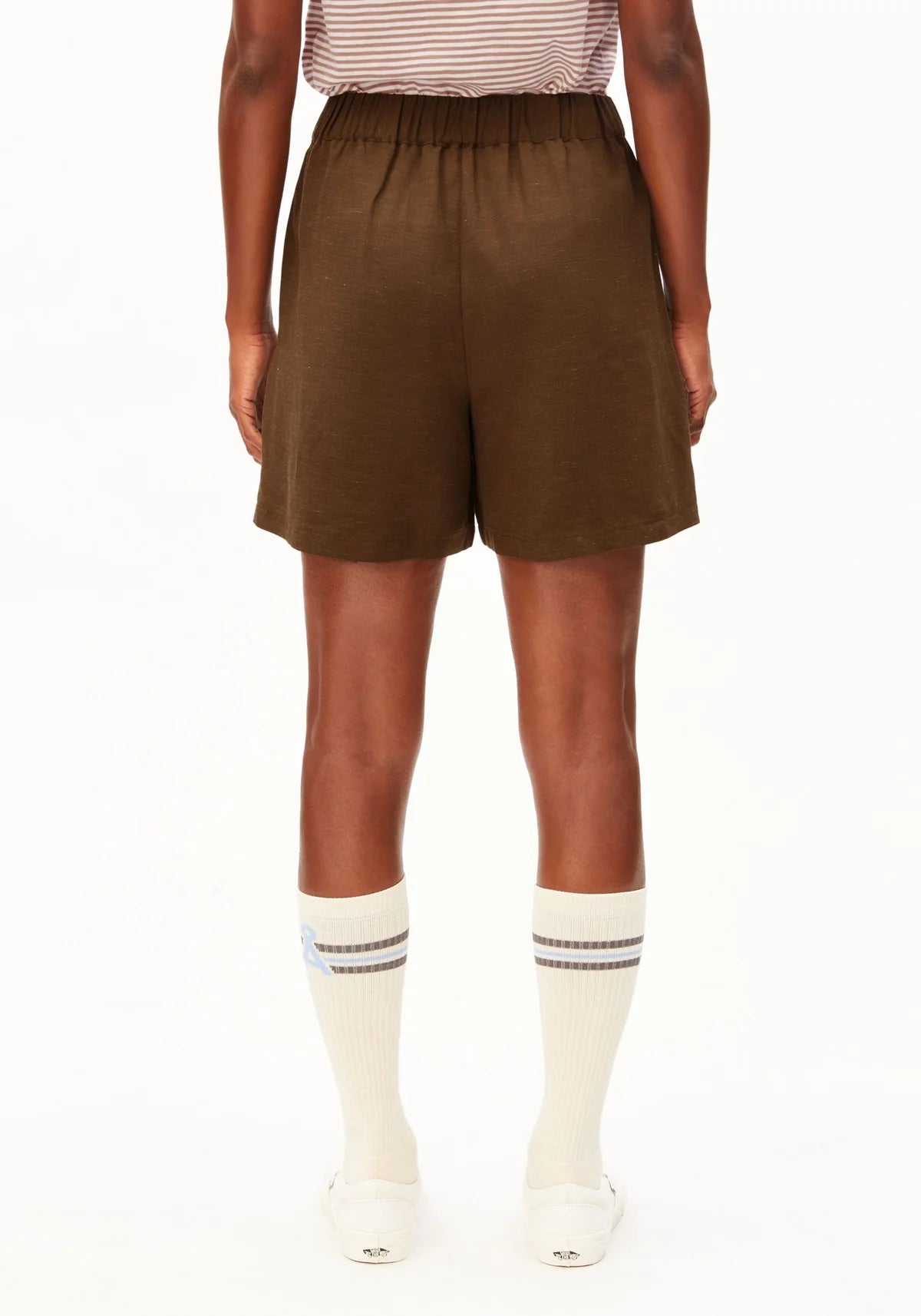 LEINEN-MIX PULL-ON SHORTS | DRIED PALM