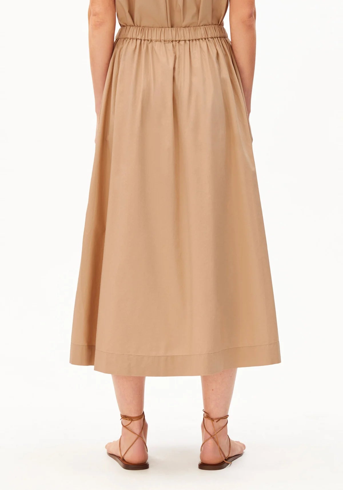 POPLIN MIDI-ROCK A-LINIE | TRUE CAMEL