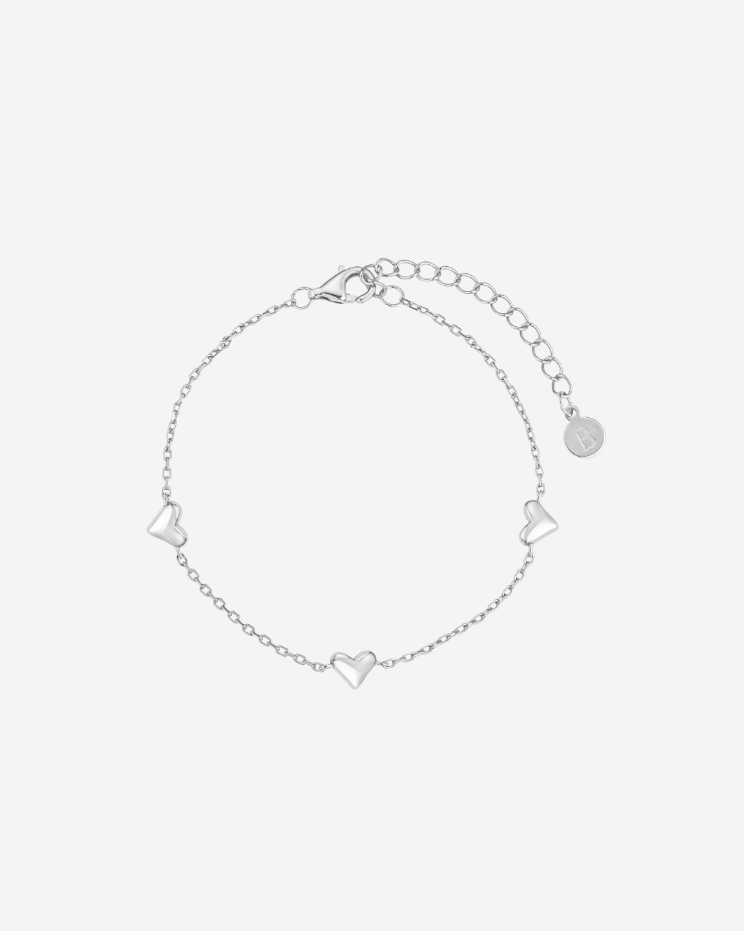 Fair produziertes Armband mit kleinen Herzen aus Silber und Weißgold. 