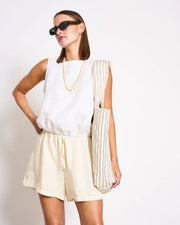 LINEN DRAWSTRING SHORTS MARUM | BUTTERMILK
