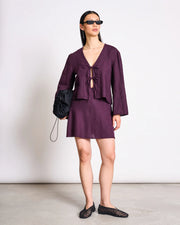 LINEN MINI SKIRT CERCIS | CHERRY LACQUER
