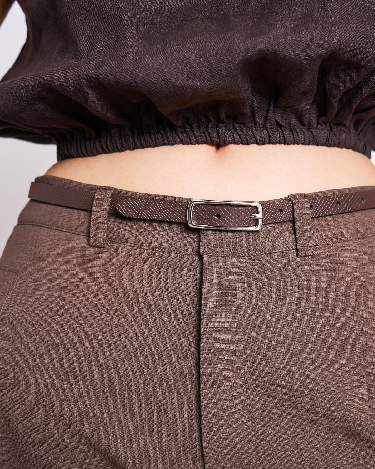 THIN BELT NYBY SNAKE | BROWN SILVER