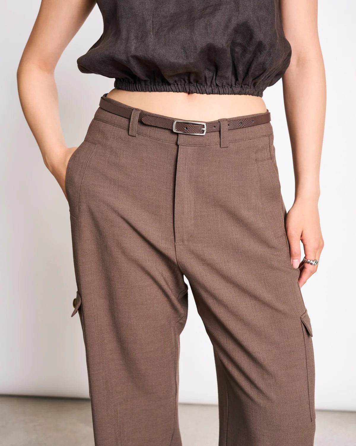 THIN BELT NYBY SNAKE | BROWN SILVER