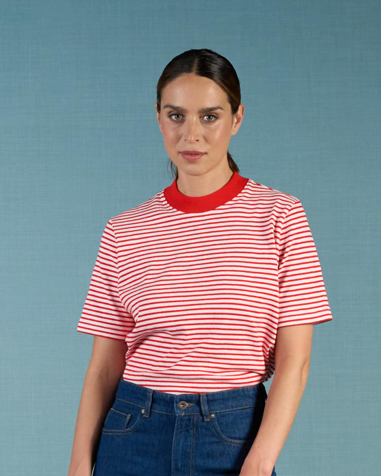 JILL STRIPED TEE | POPPING RED STRIPED