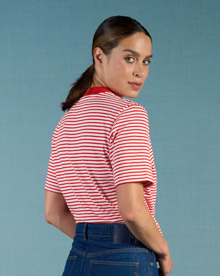 JILL STRIPED TEE | POPPING RED STRIPED
