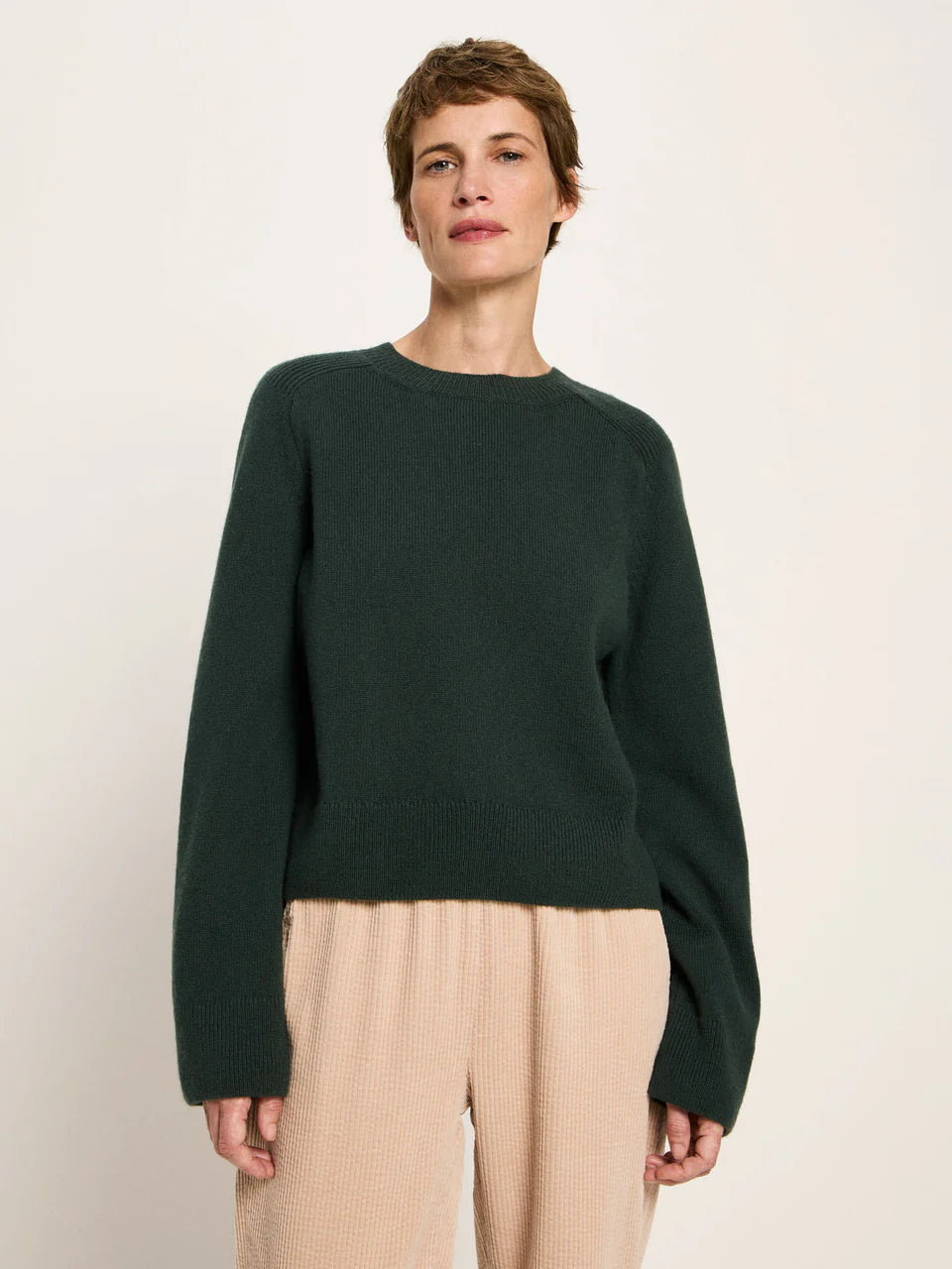 CROPPED PULLOVER (GOTS) | FOREST MELANGE