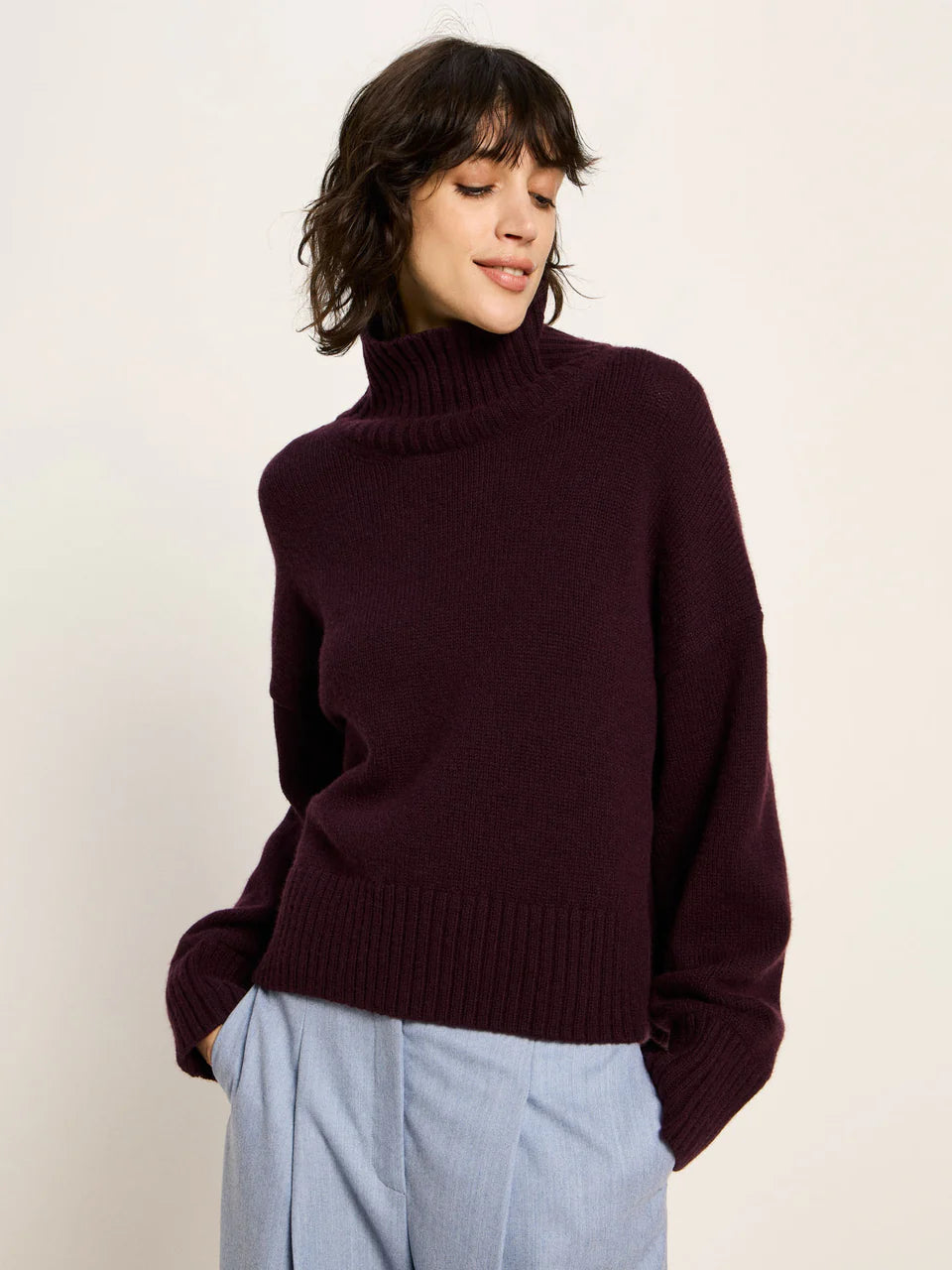 OVERSIZED PULLOVER (GOTS) | BORDEAUX