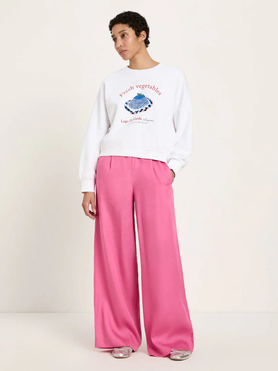STATEMENTSWEATSHIRT (GOTS) | WHITE / VEGETABLES