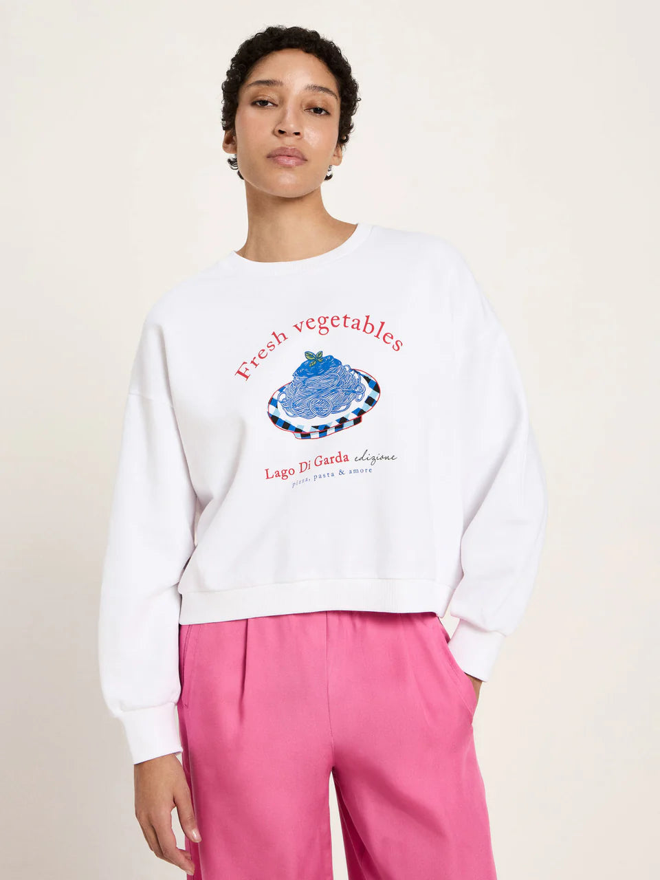 STATEMENTSWEATSHIRT (GOTS) | WHITE / VEGETABLES