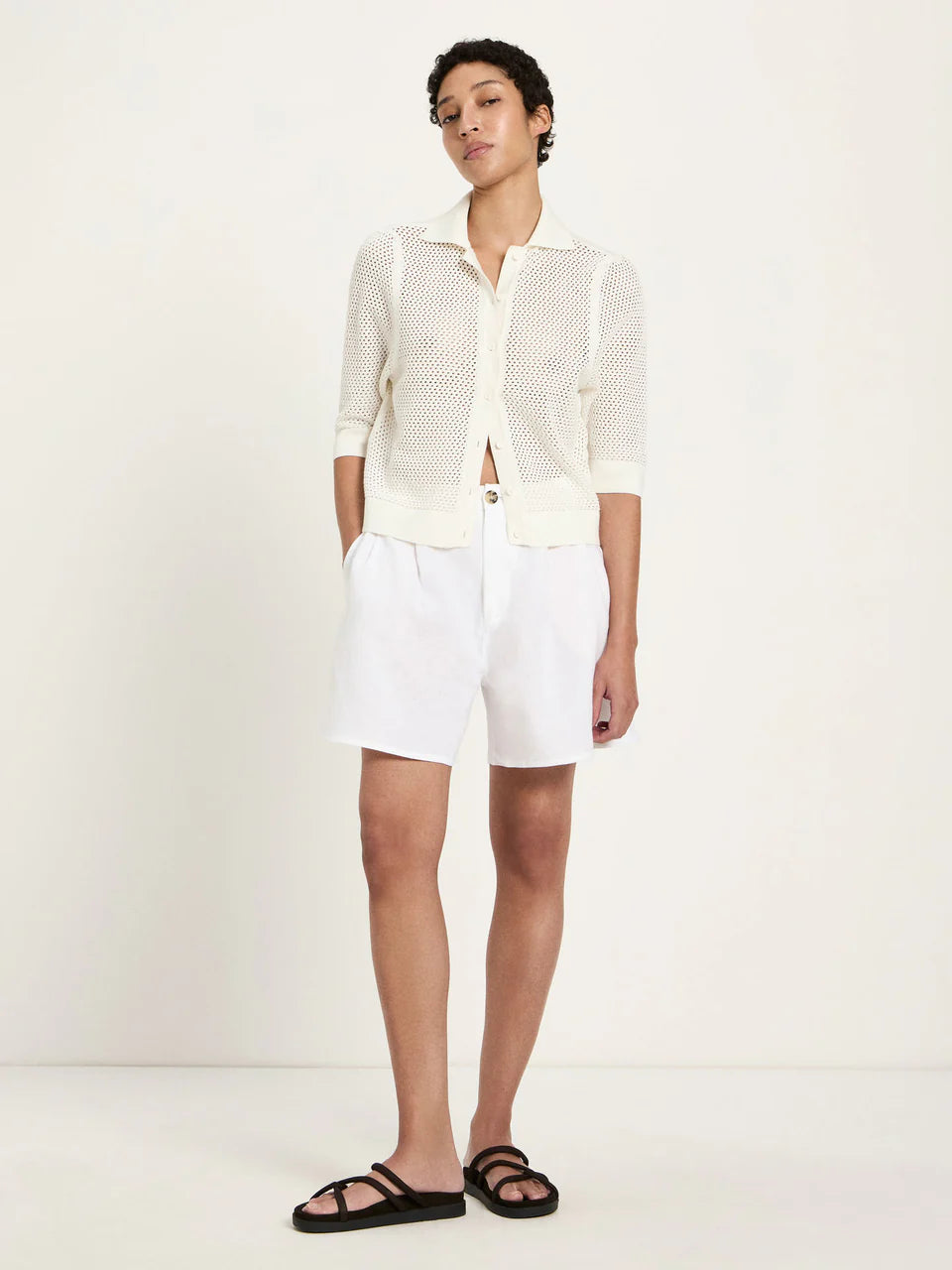 STRICKJACKE KURZARM (GOTS) | OFF WHITE