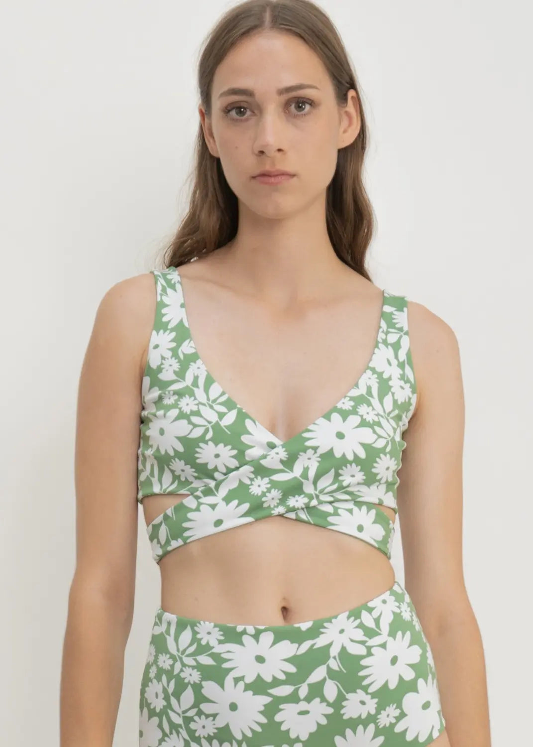 NOJA BIKINI TOP | GREEN MOONFLOWER PRINT