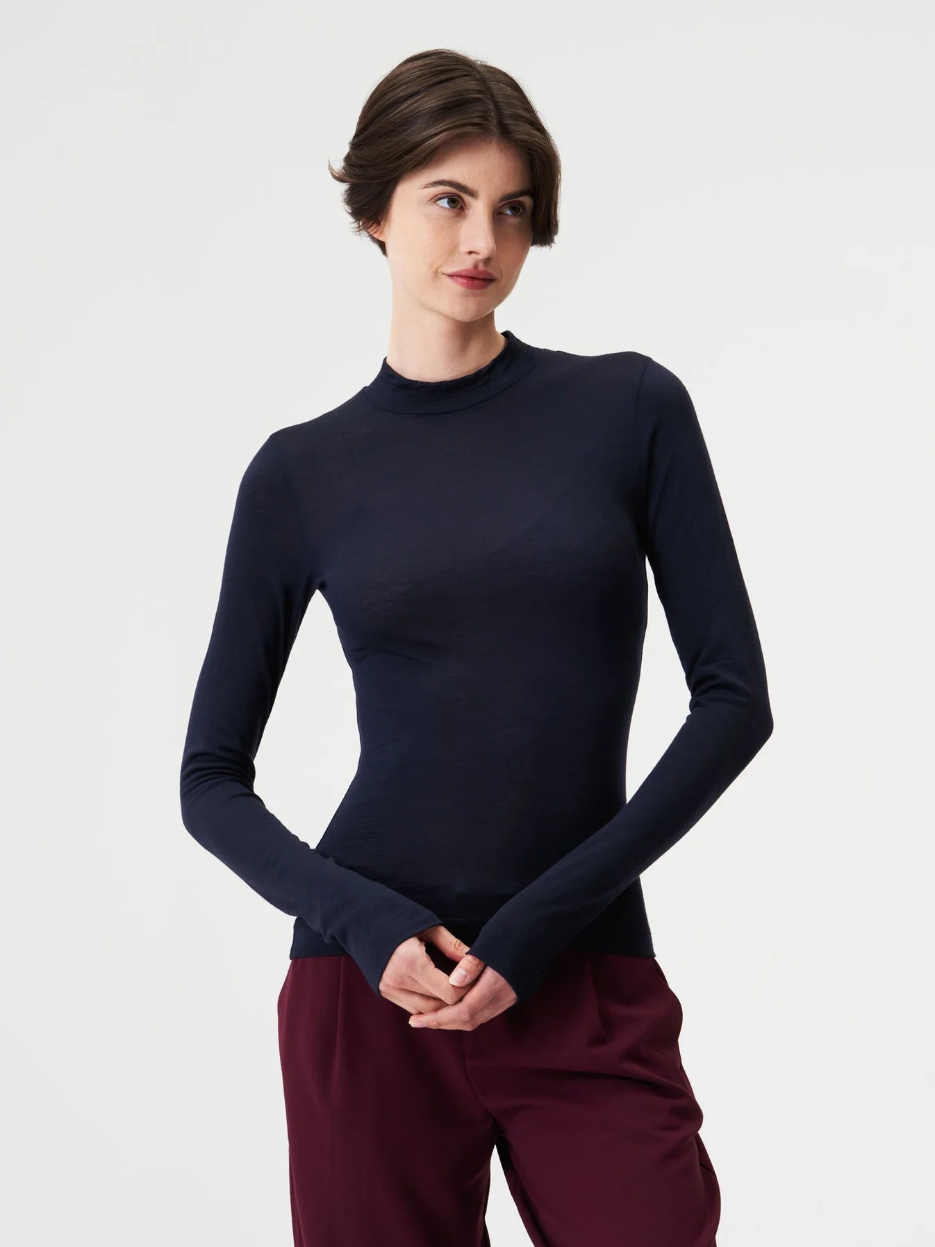 MOCK NECK LONGSLEEVE MERINO | SHEEP NAVY