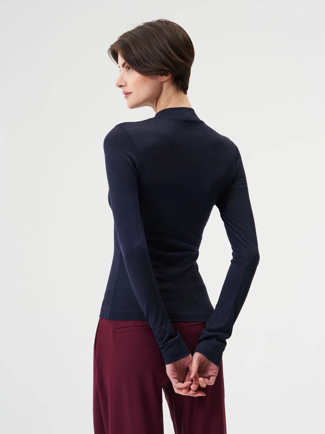 MOCK NECK LONGSLEEVE MERINO | SHEEP NAVY