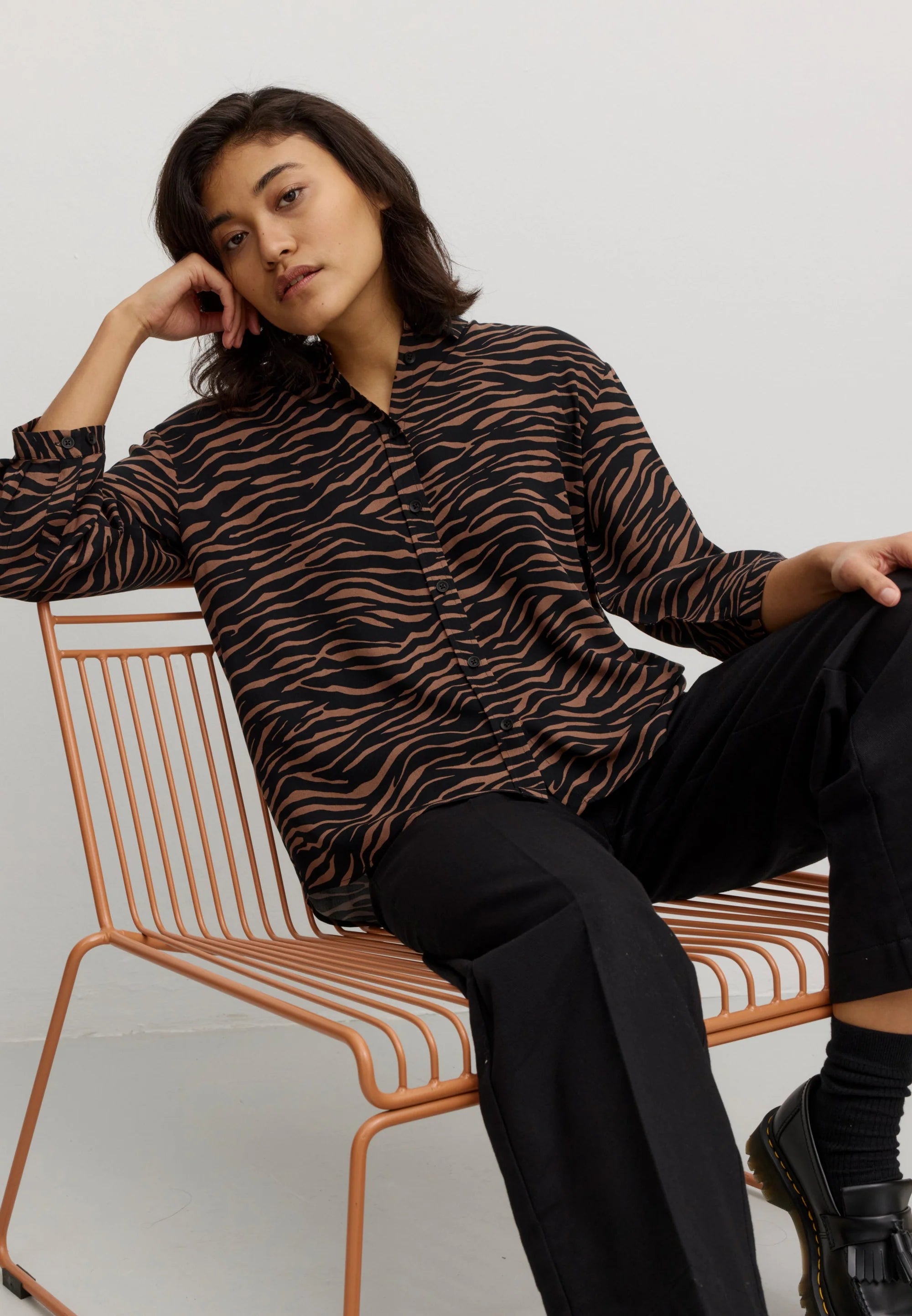 BLUSE CYPRESS ZEBRA | COGNAC BROWN