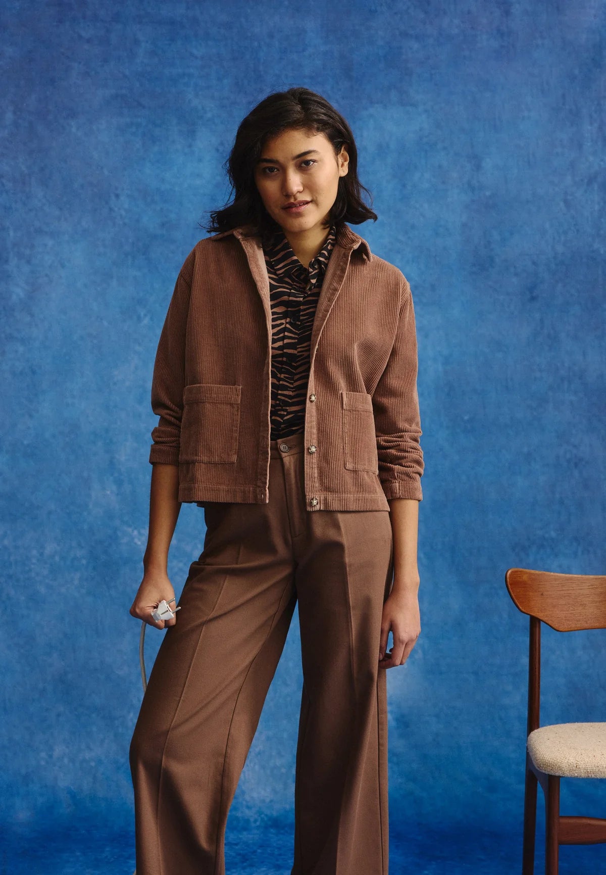 CORD OVERSHORT RHODEA | COGNAC BROWN